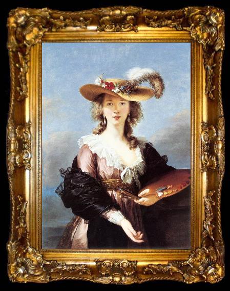 framed  VIGEE-LEBRUN, Elisabeth Self-Portrait in a Straw Hat r, ta009-2